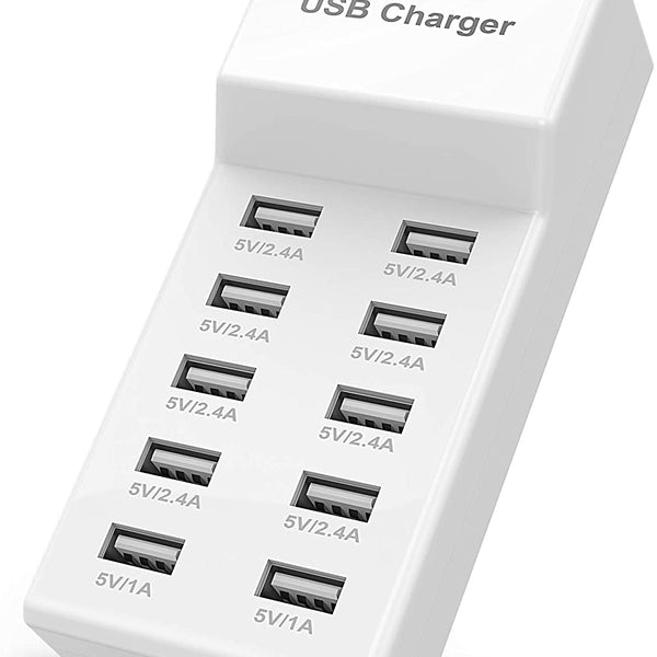 90W 10-Port USB-A/C & Wireless Charging Station with Ambient Light Deck